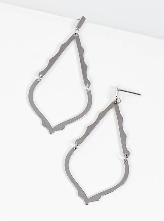 Designer Inspired Shape Polished Metal Post Dangle Earrings