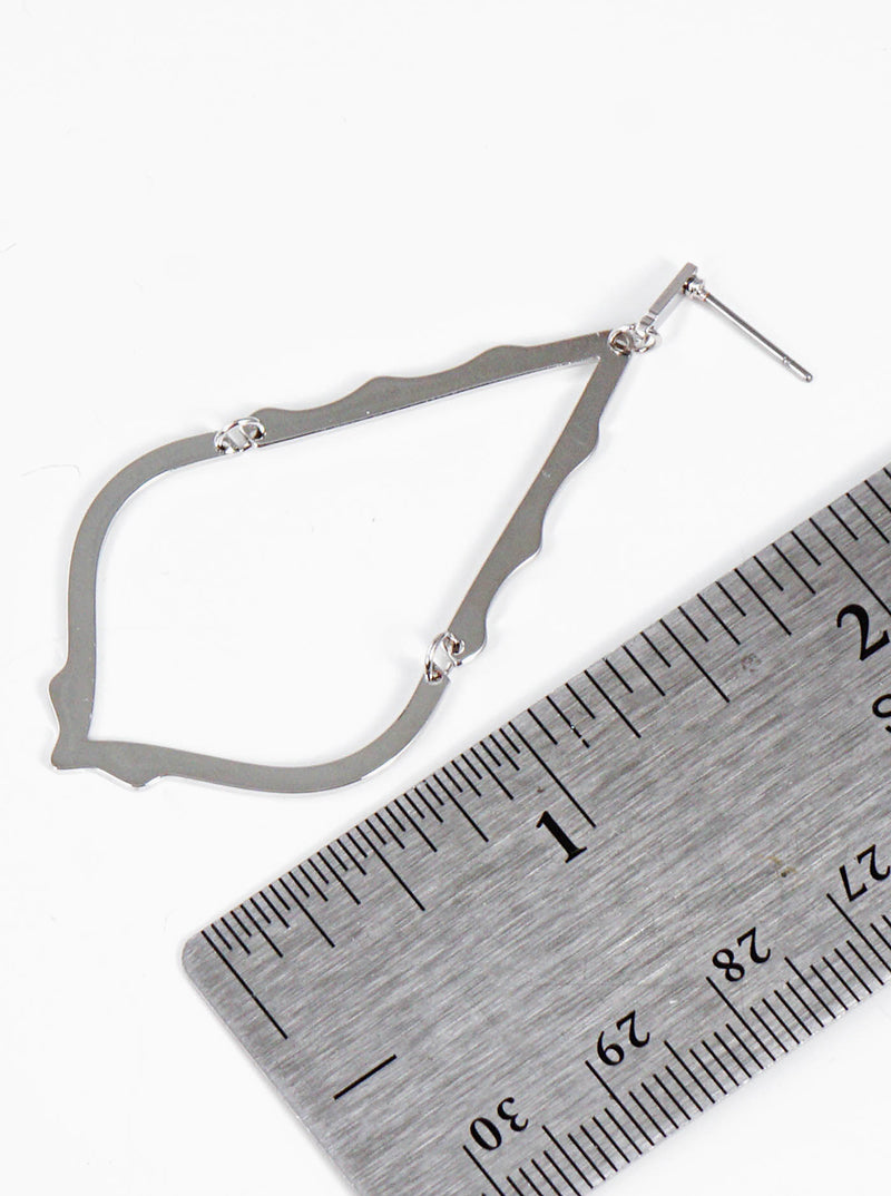 Designer Inspired Shape Polished Metal Post Dangle Earrings