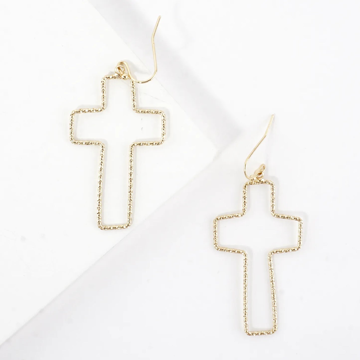Diamond-Cut Cross Dangle Drop Earrings