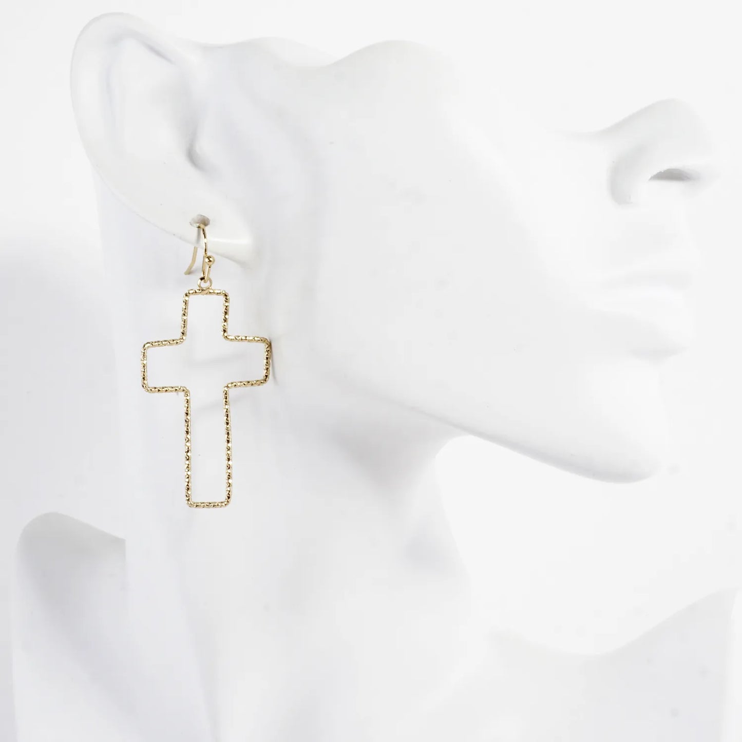 Diamond-Cut Cross Dangle Drop Earrings