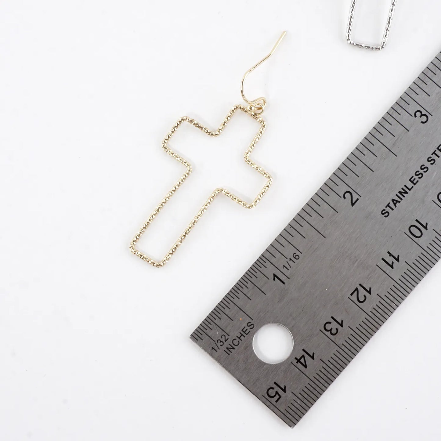 Diamond-Cut Cross Dangle Drop Earrings