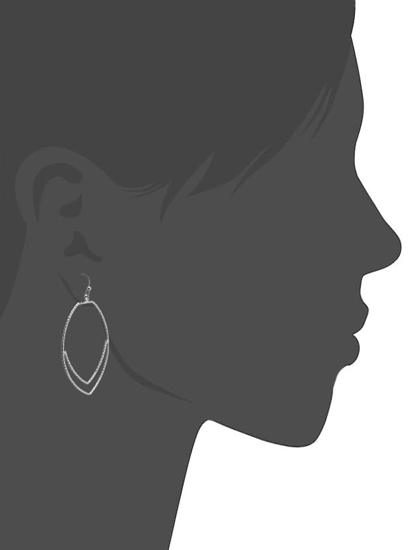 METAL LINK CHAIN HOOP DANGLE DROP EARRINGS