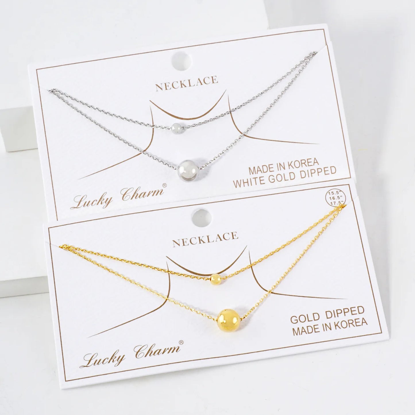 Double Ball Pendant 18K-Gold-Dipped Brass Layered Necklace