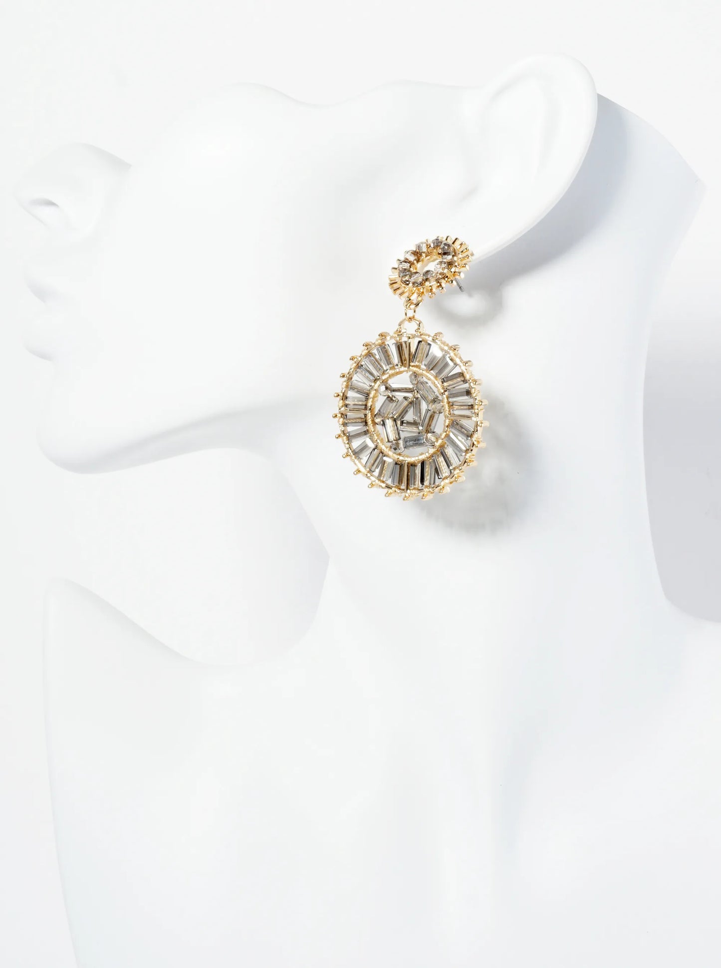 Double Circle Drop Earrings Adorned With Glass Beads