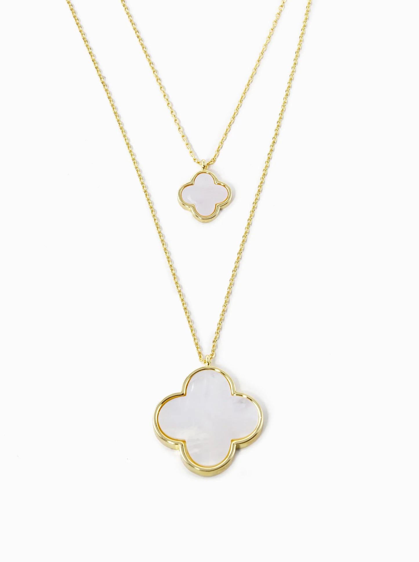 Double Quatrefoil Pendant Layered Necklace