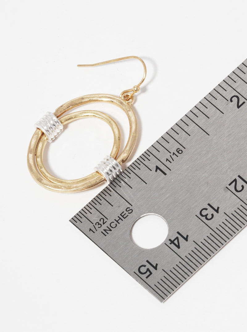 Double Round Metal Drop Earrings