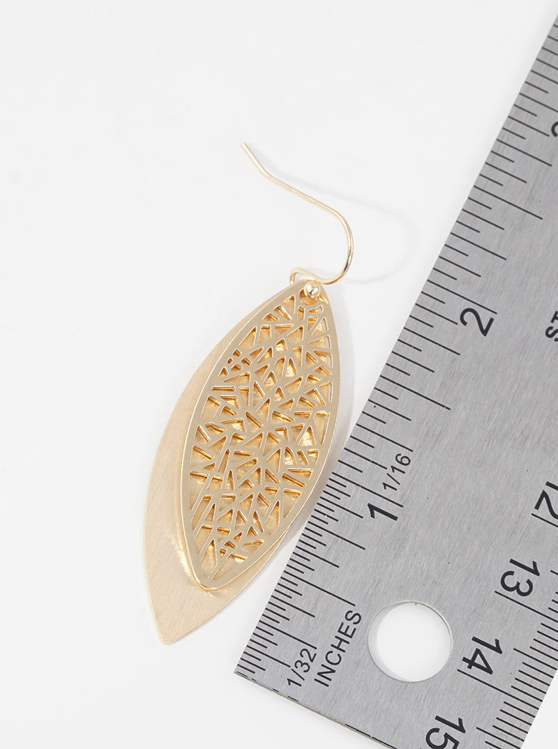 Double Marquise Filigree Metal Dangle Drop Earrings