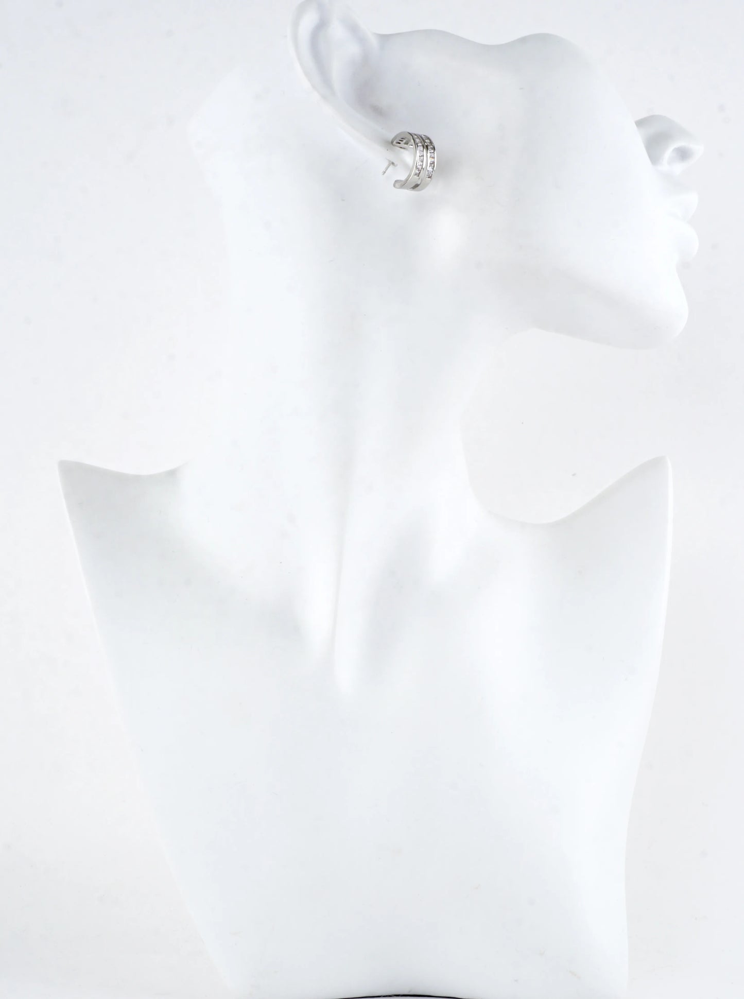 Double-row Baguette CZ Huggie Hoop Earrings