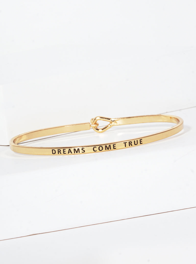 Dreams Come True Engraved Inspirational Bangle Bracelet
