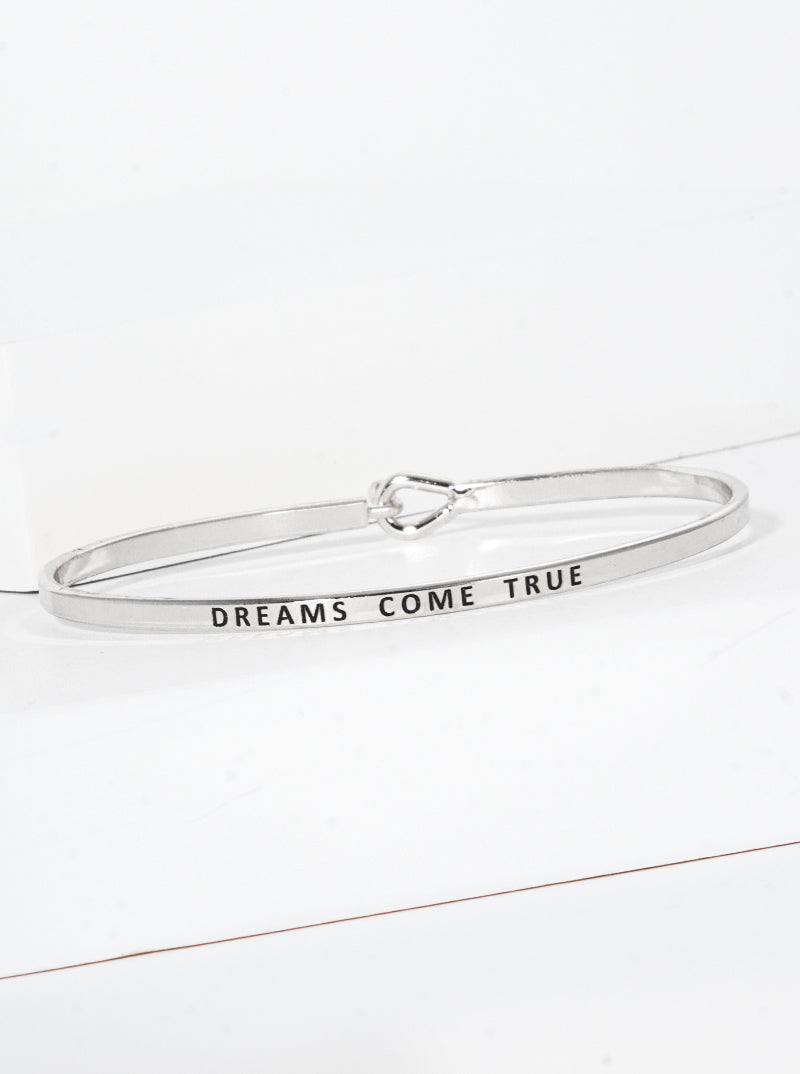 Dreams Come True Engraved Inspirational Bangle Bracelet