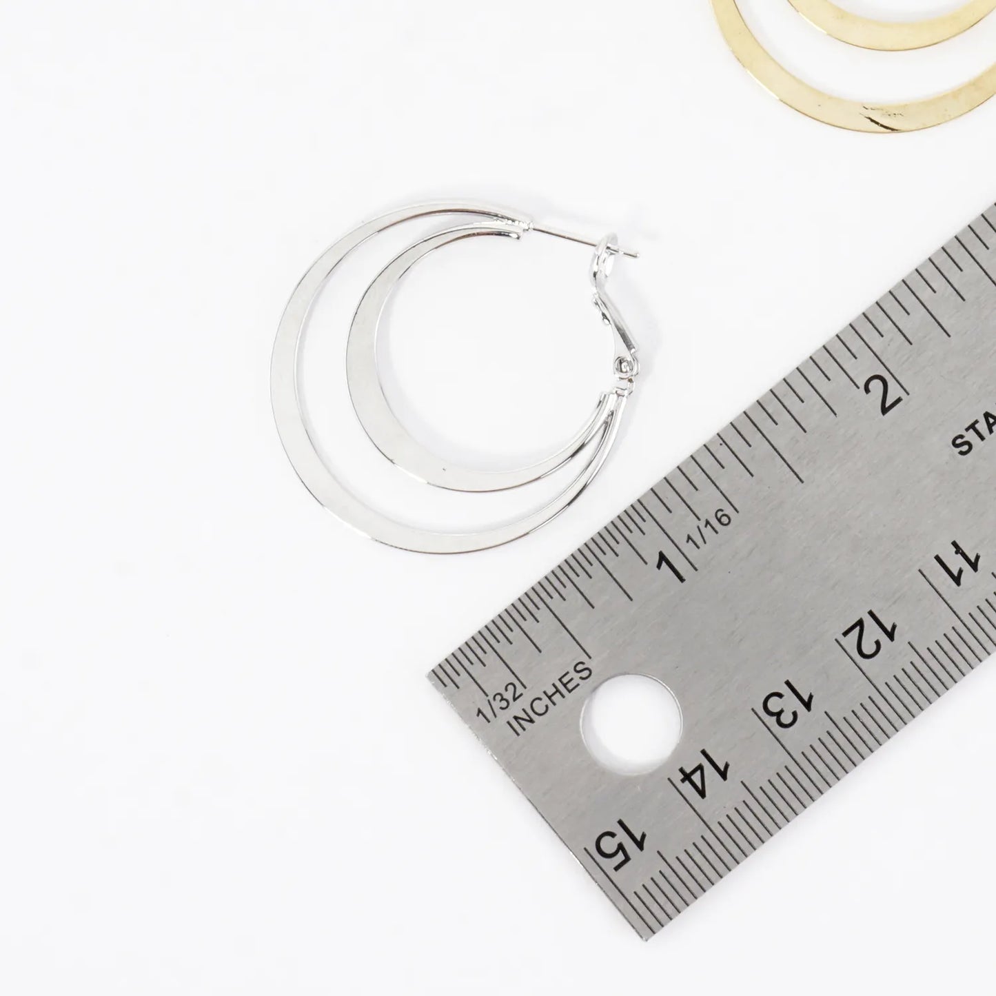 Dual Layer Polished Brass Hoop Earrings