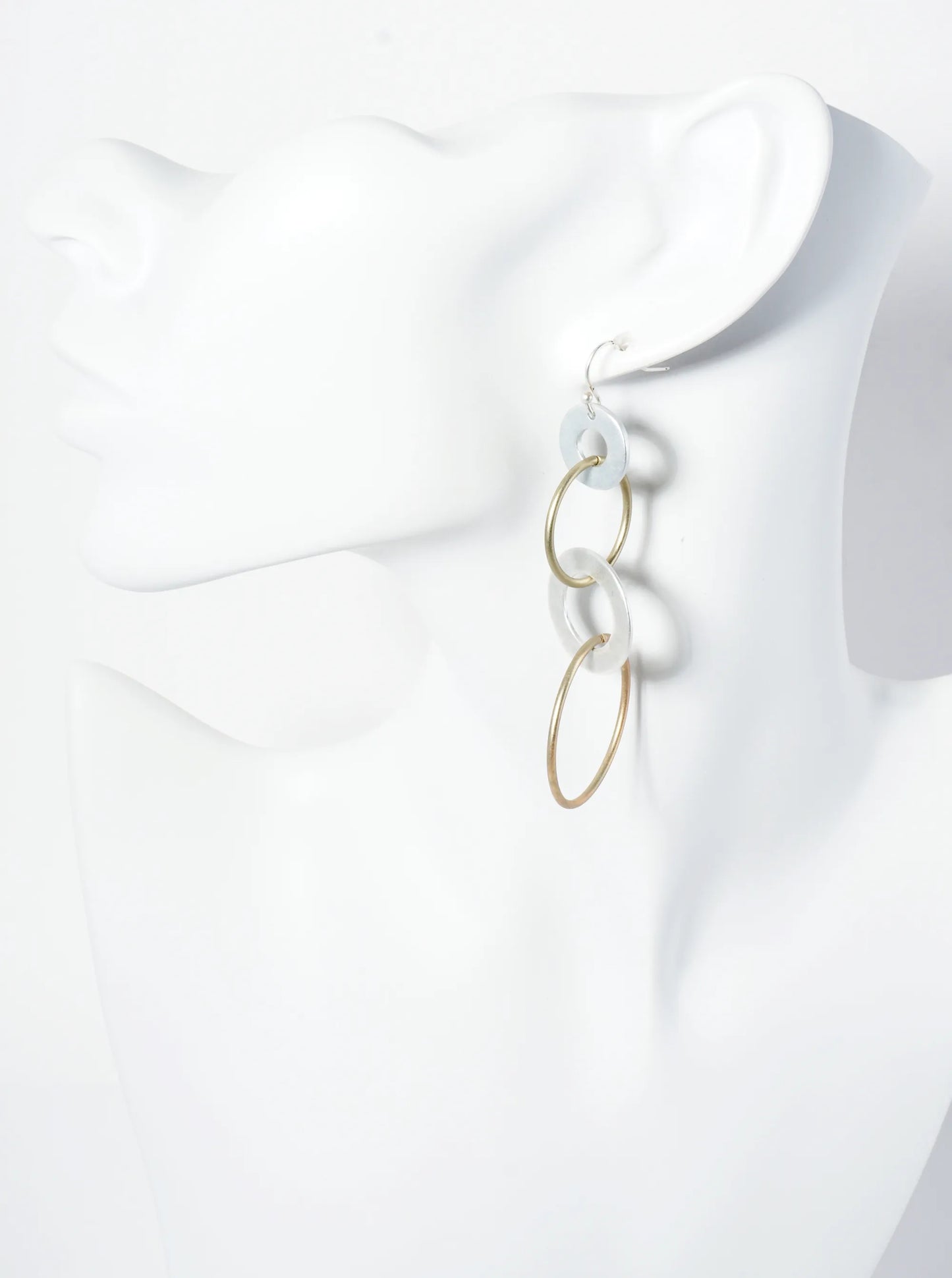 Dual-Tone Linked Multi Circle Dangle Earrings