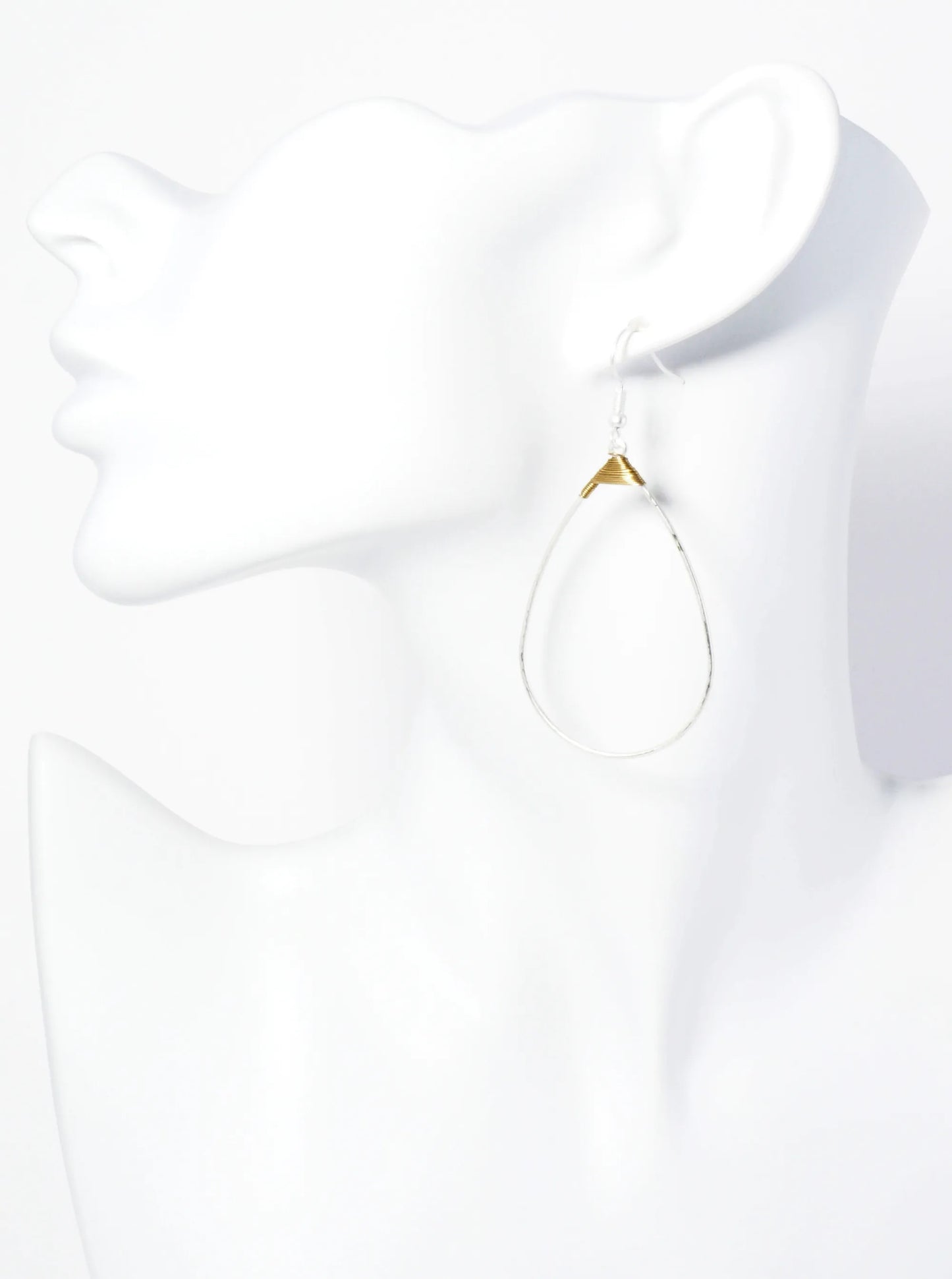 Dual-Tone Wire Wrapped Teardrop Dangle Earrings
