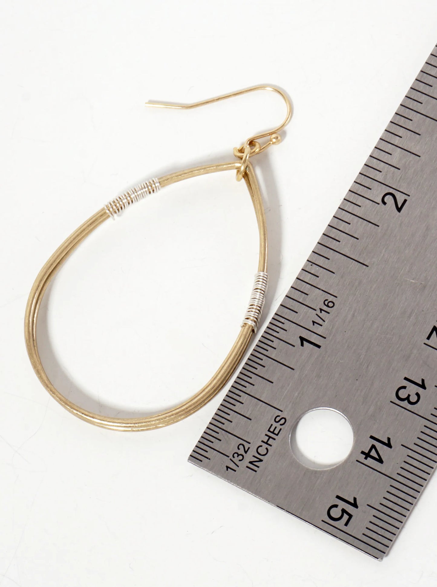 Dual-Tone Wire-Wrapped Teardrop Dangle Earrings
