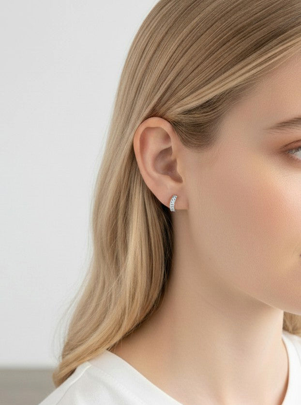 Curved Pavé Stud Earrings