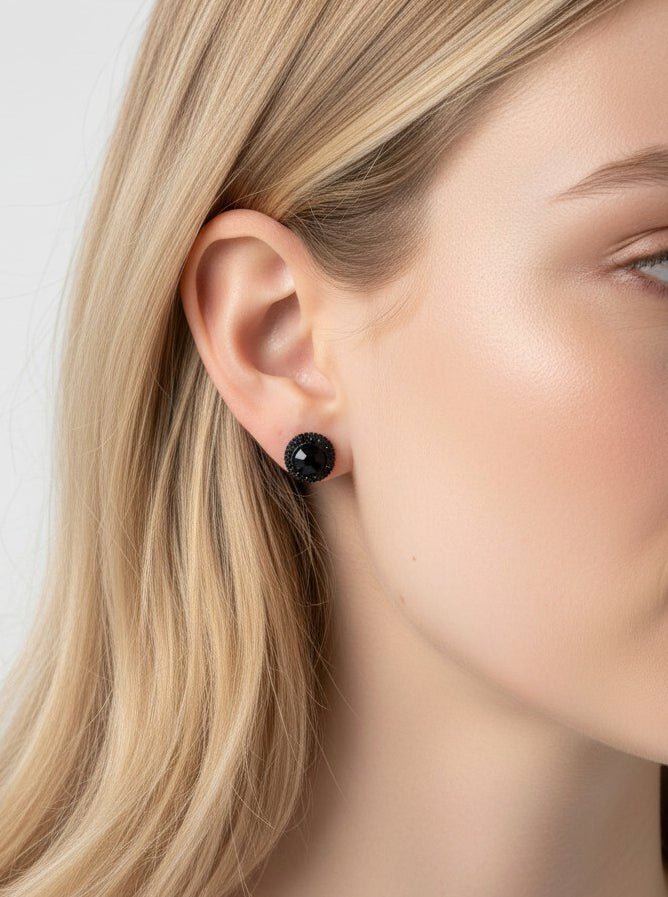 Modern Pave Crystal Stud Earrings