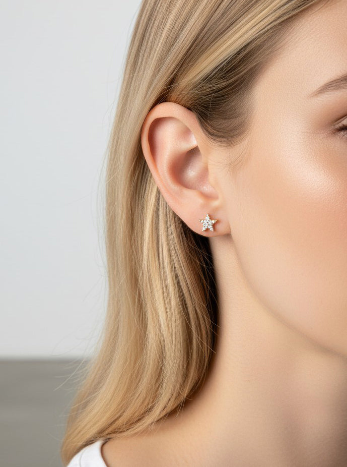 Crystal Star Pave Stud Earrings