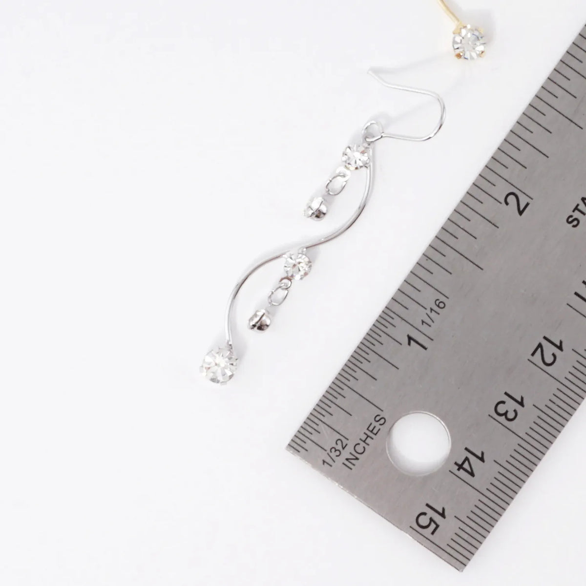 Elegant Curve Earrings With Crystal Accents