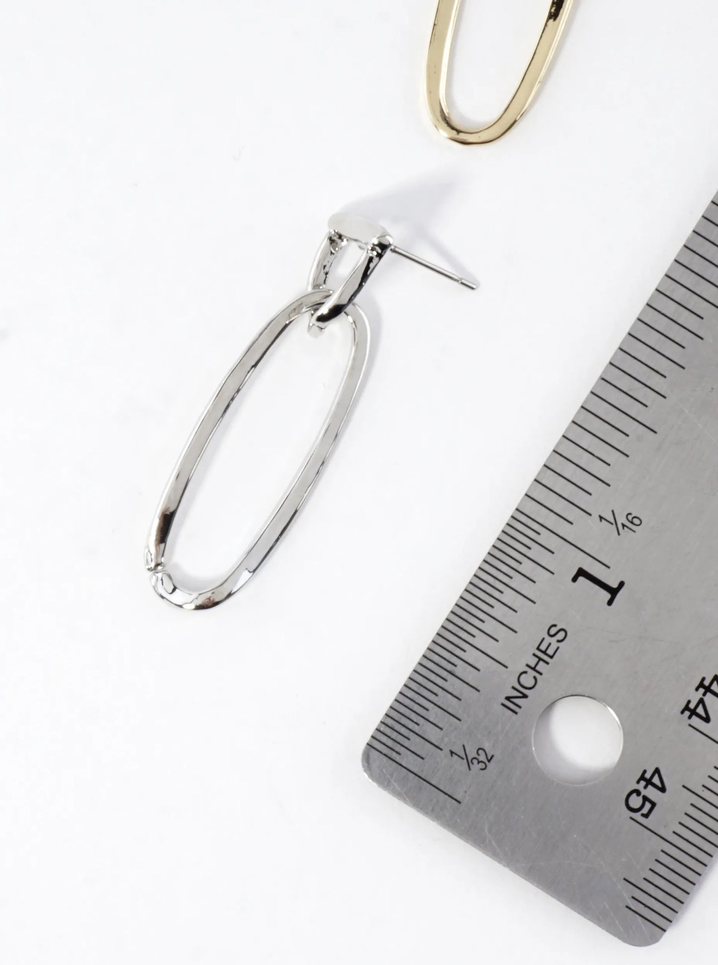 Elongated Oval Drop Dangle Earrings