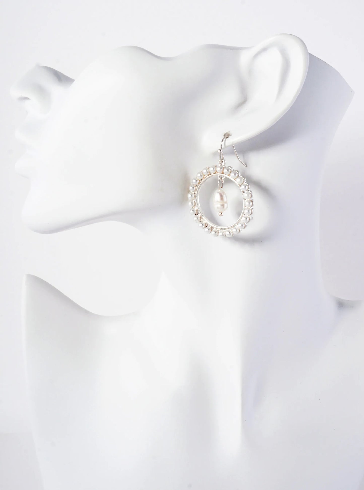 Embedded Pearls And Drop Pearl Dangle Earrings