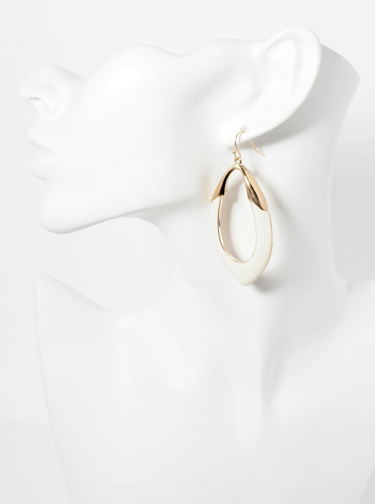 Enamel Accent Marquise Shape Dangle Earrings