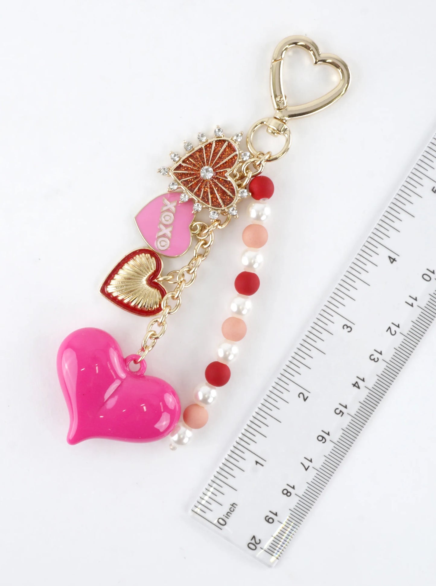 Enamel Crystal Hearts Dangle Bag Charms