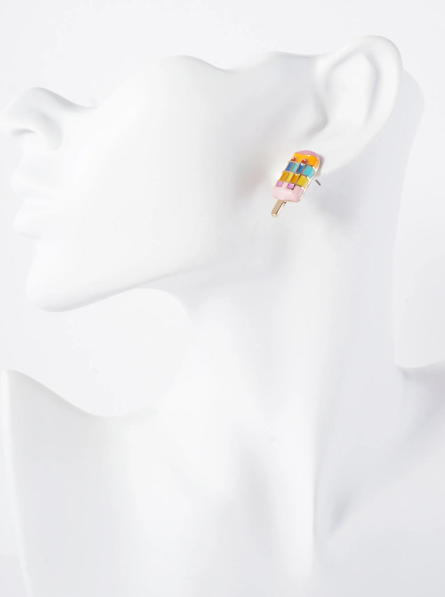 Enamel Dainty Rainbow Popsicle Ice-Cream Stud Earrings