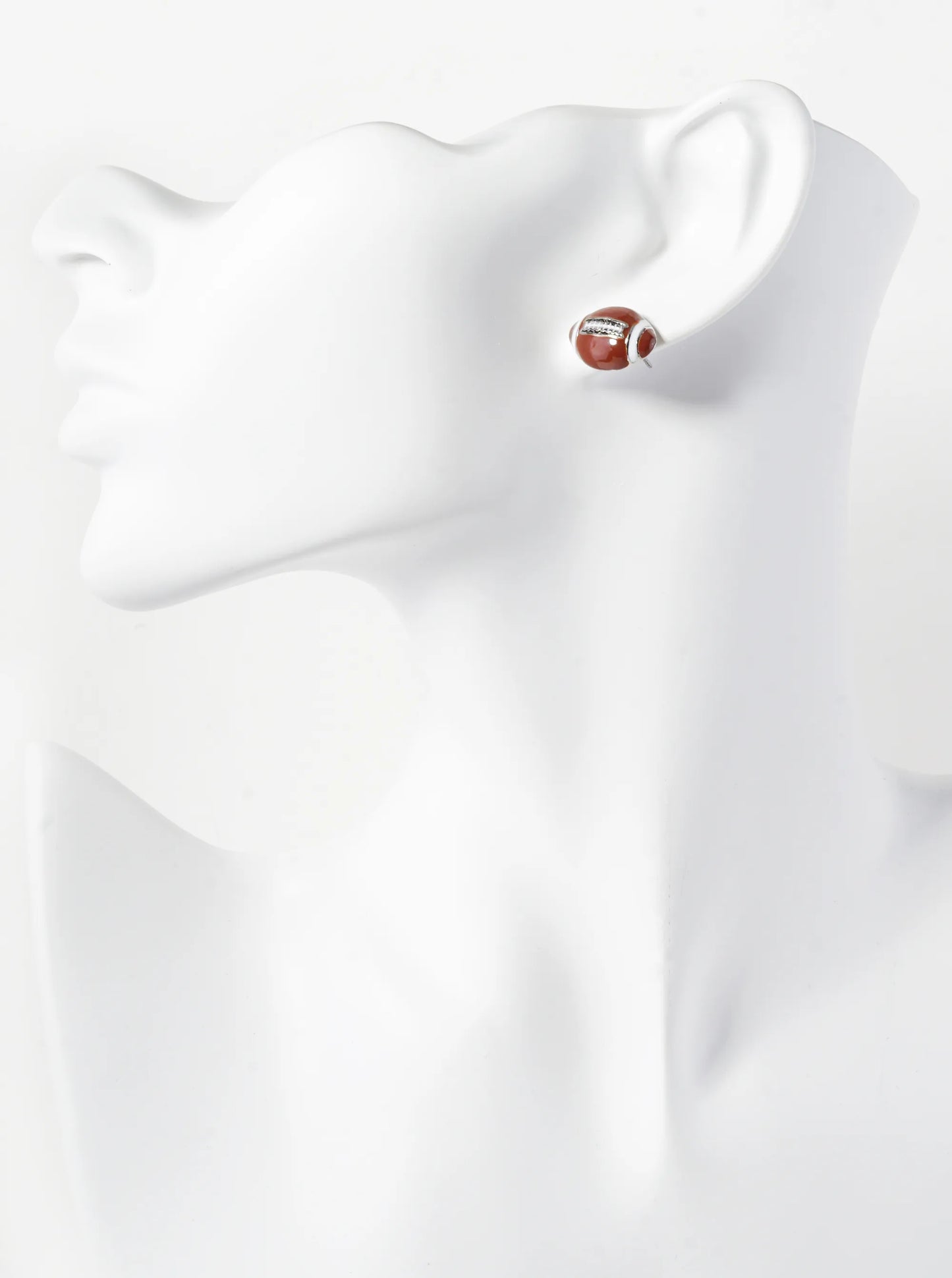 Enamel Filled 10mm 3D Football Stud Earrings