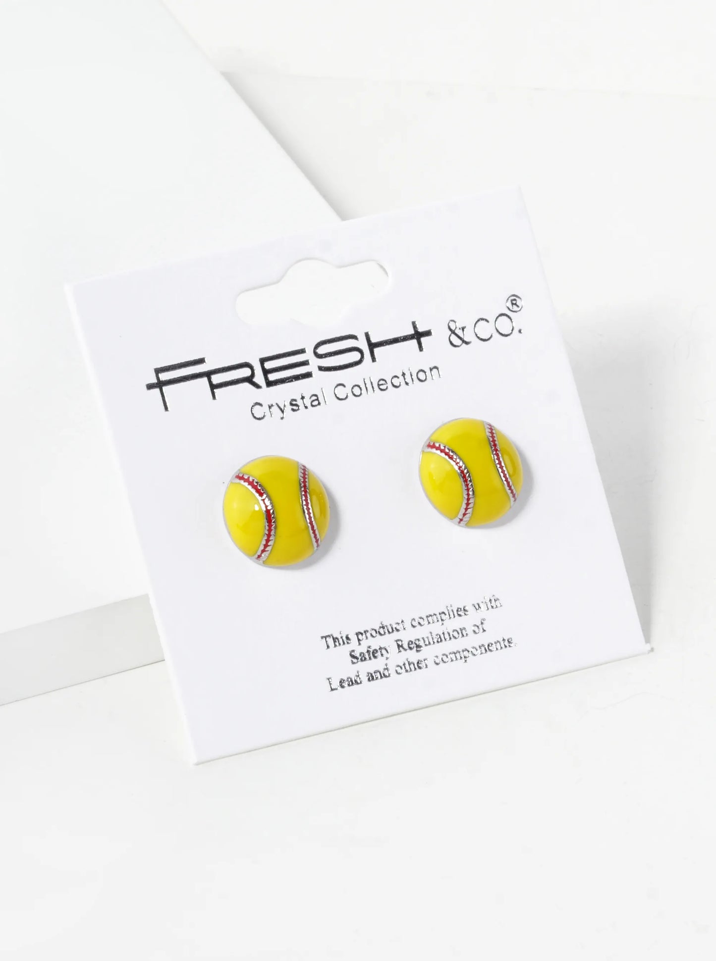 Enamel Filled 10mm Half Circle Softball Stud Earrings