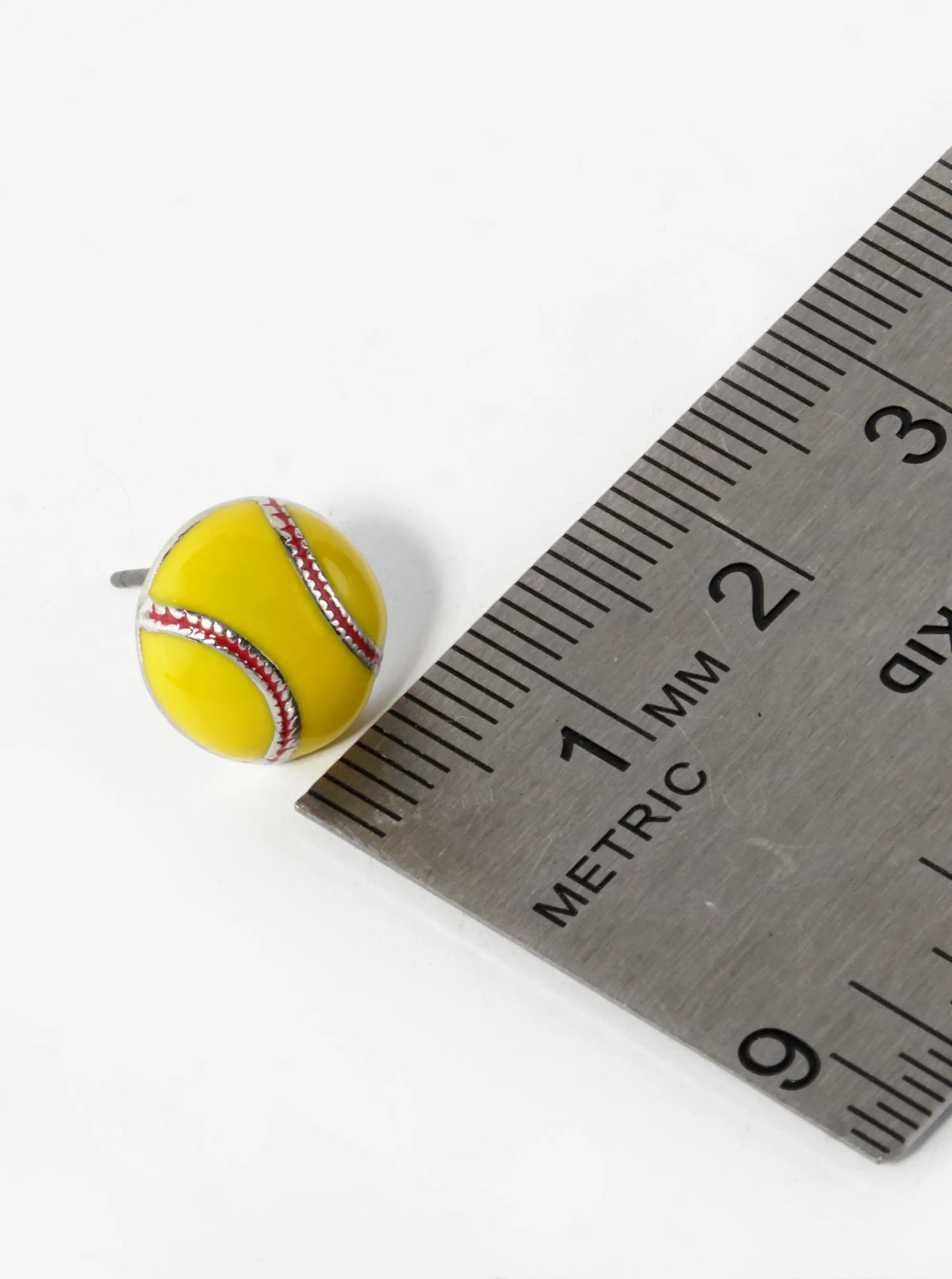 Enamel Filled 10mm Half Circle Softball Stud Earrings