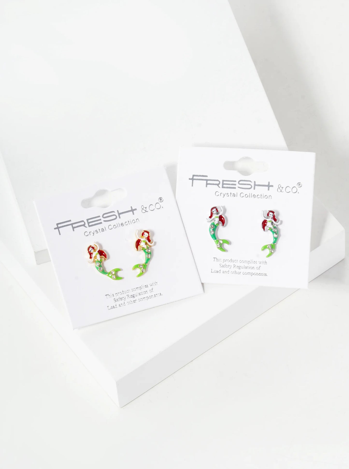 Enamel Filled 18mm Mermaid Stud Earrings