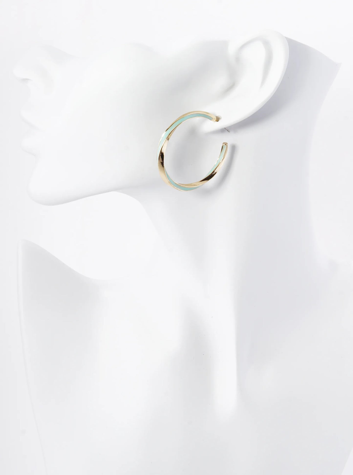 Enamel Filled 40mm Twist Open Hoop Earrings