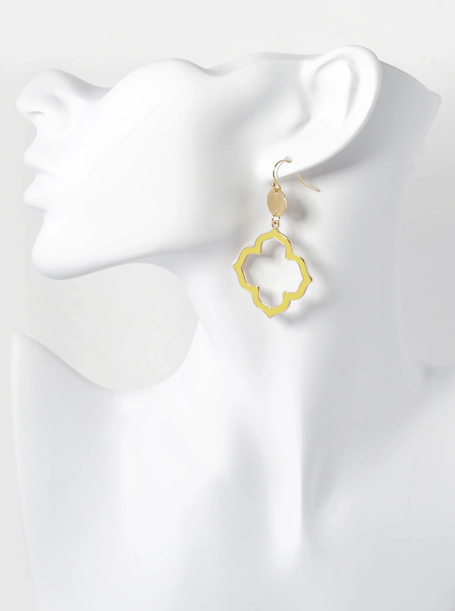 Enamel Filled Clover Drop Dangle Earrings