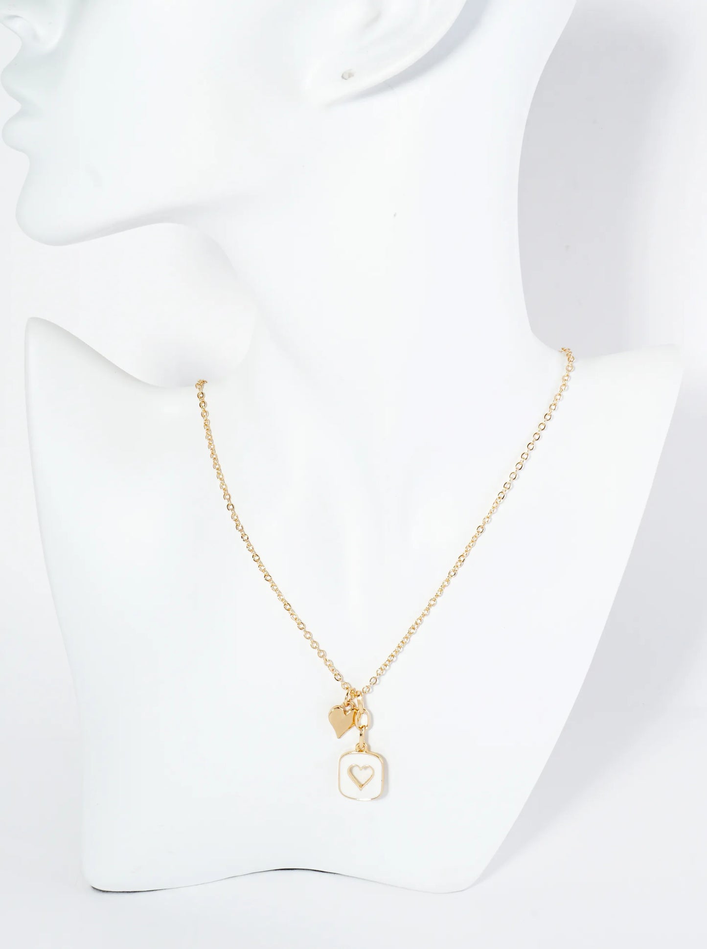 Enamel Filled Cutout Heart Pendant Necklace