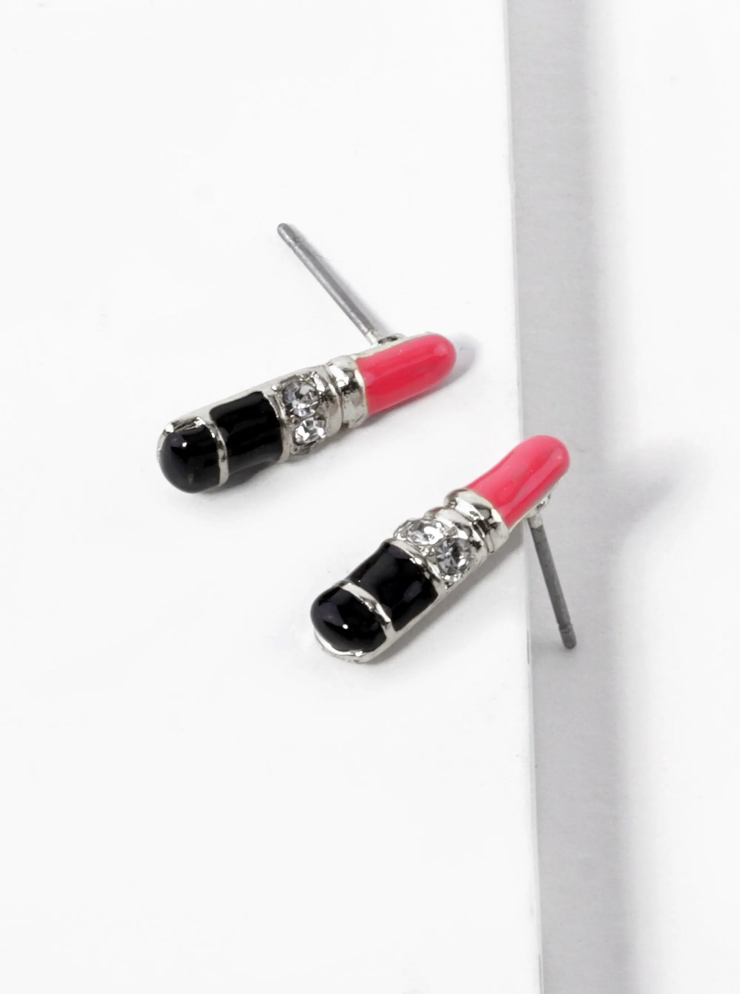 Enamel Filled Dainty Lipstick Stud Earrings