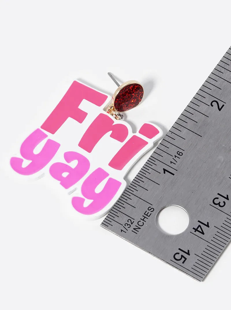 Enamel Filled Friyay Fun Dangle Post Earrings