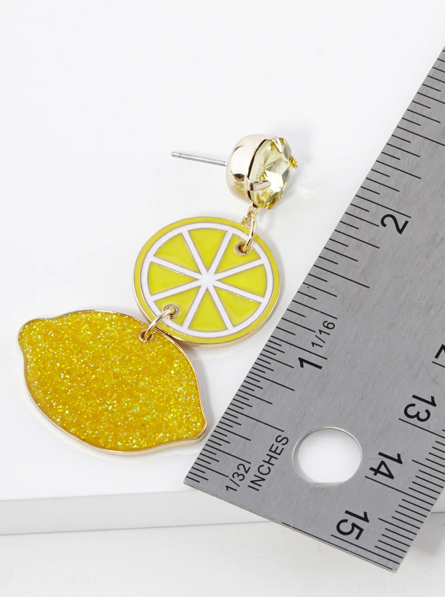 Enamel Filled Lemon Drop Dangle Post Earrings