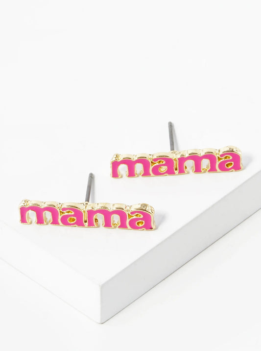 Enamel Filled Mama Post Stud Earrings