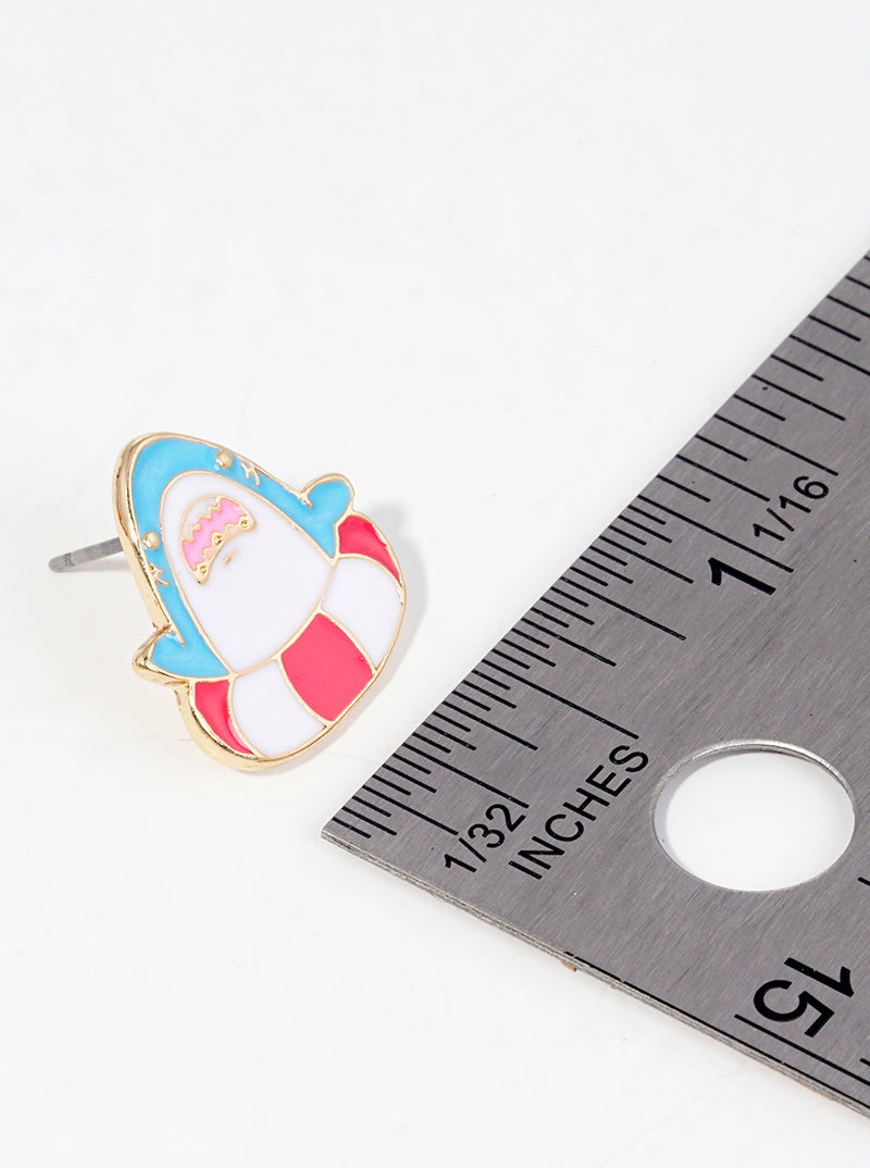 Enamel Filled Shark Post Stud Earrings
