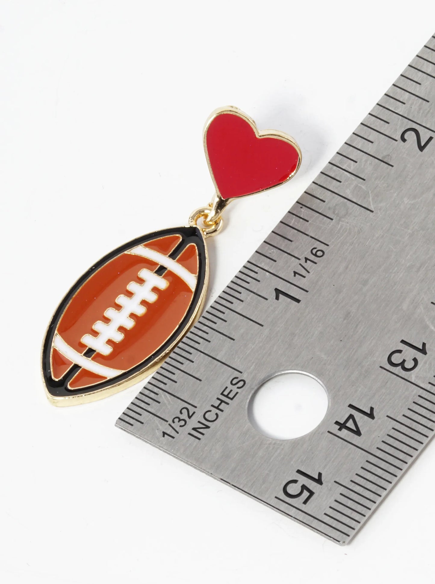 Enamel Filled Sports Ball Drop Heart Post Earrings