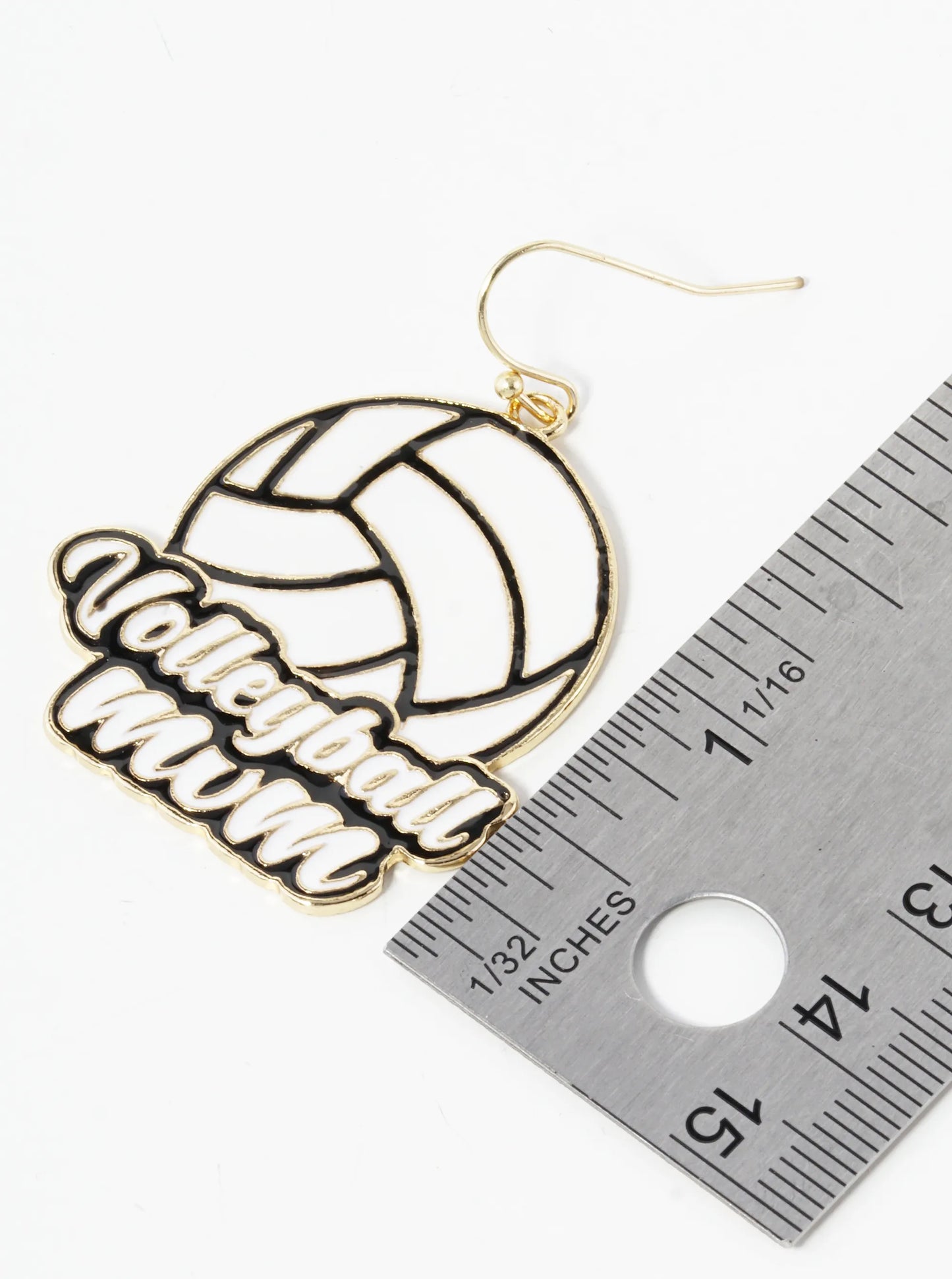 Enamel Filled Volleyball Mom Dangle Drop Earrings