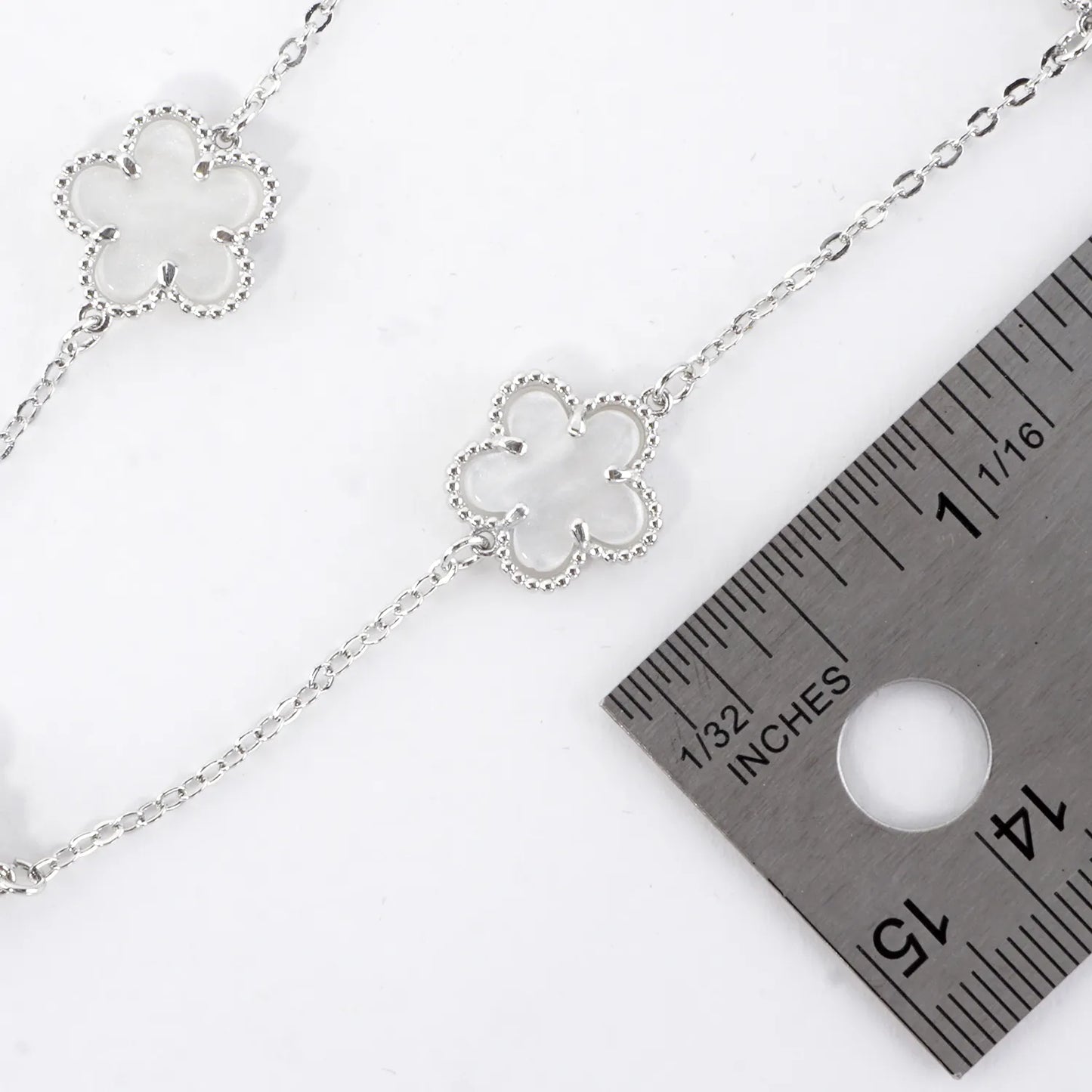 Enamel MOP Flower Station Stainless Steel Necklace