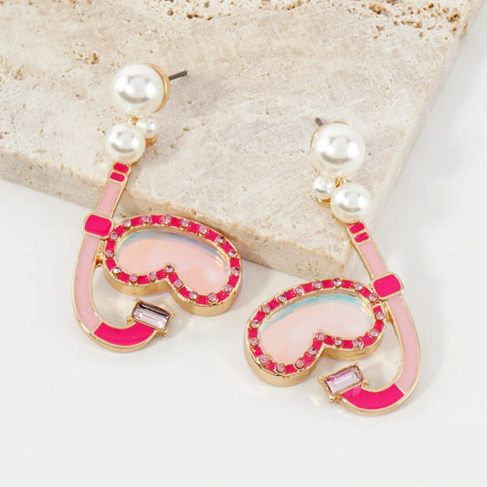 Enamel Snorkeling Gear Drop Dangle Earrings