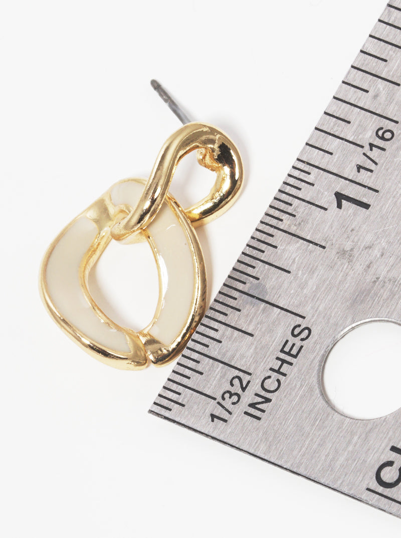 Enamel Filled Chunky Chain Post Drop Earrings