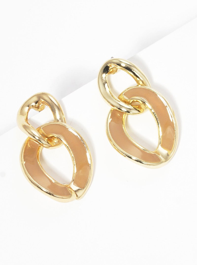 Enamel Filled Chunky Chain Post Drop Earrings