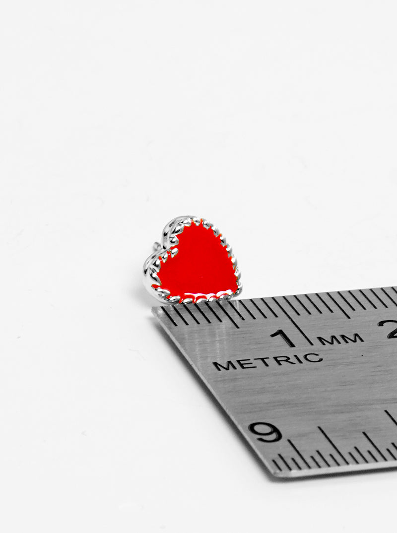 Enamel Filled Dainty Heart Post Stud Earrings
