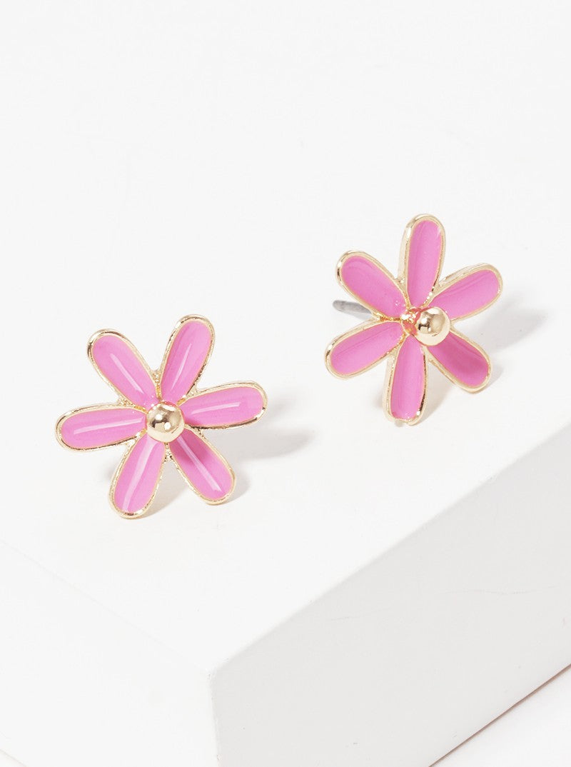 Enamel Filled Floral Flower Dainty Post Stud Earrings