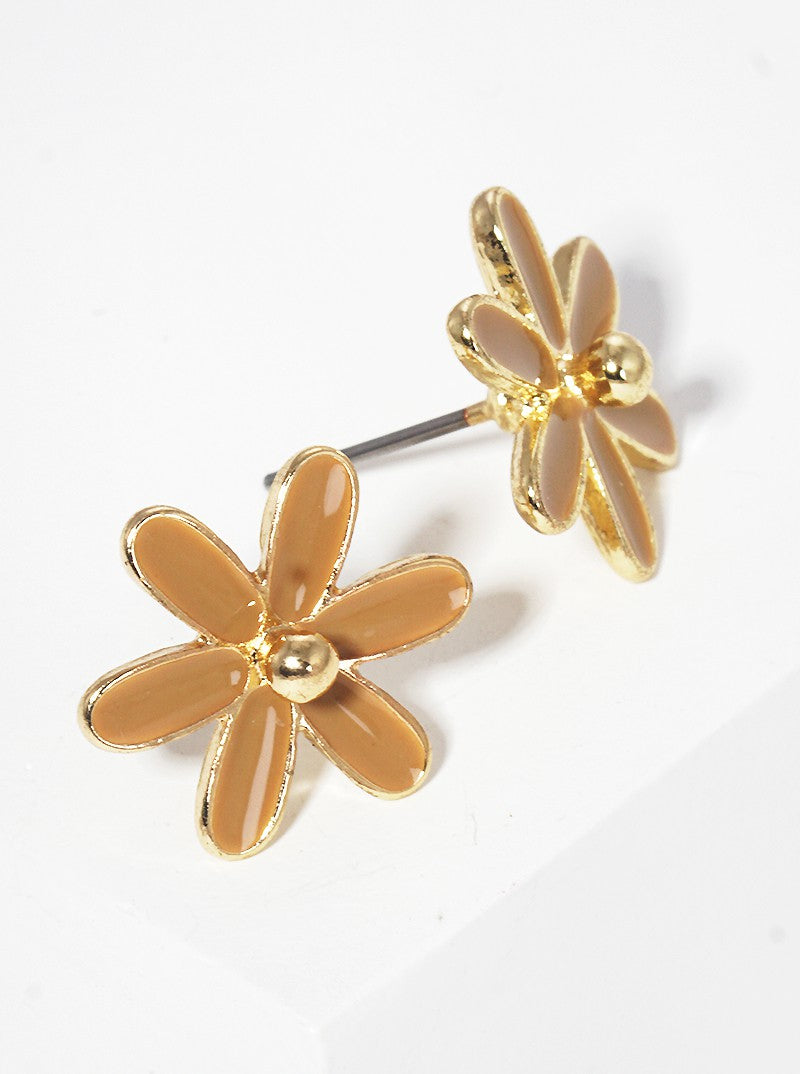 Enamel Filled Floral Flower Dainty Post Stud Earrings