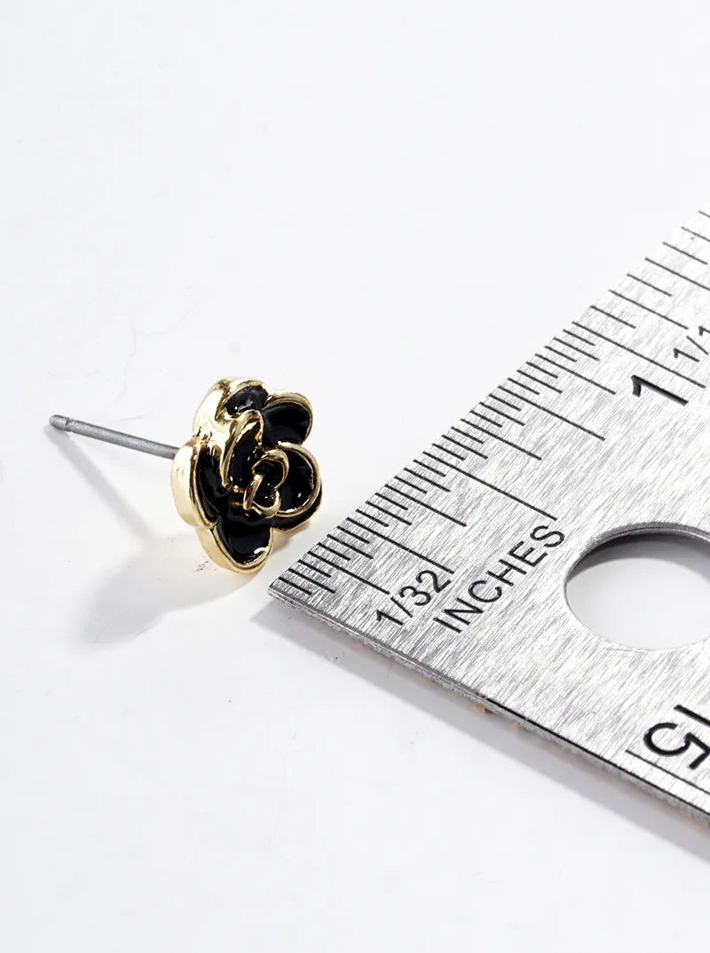 Enamel Filled Metal Flower Post Stud Earrings