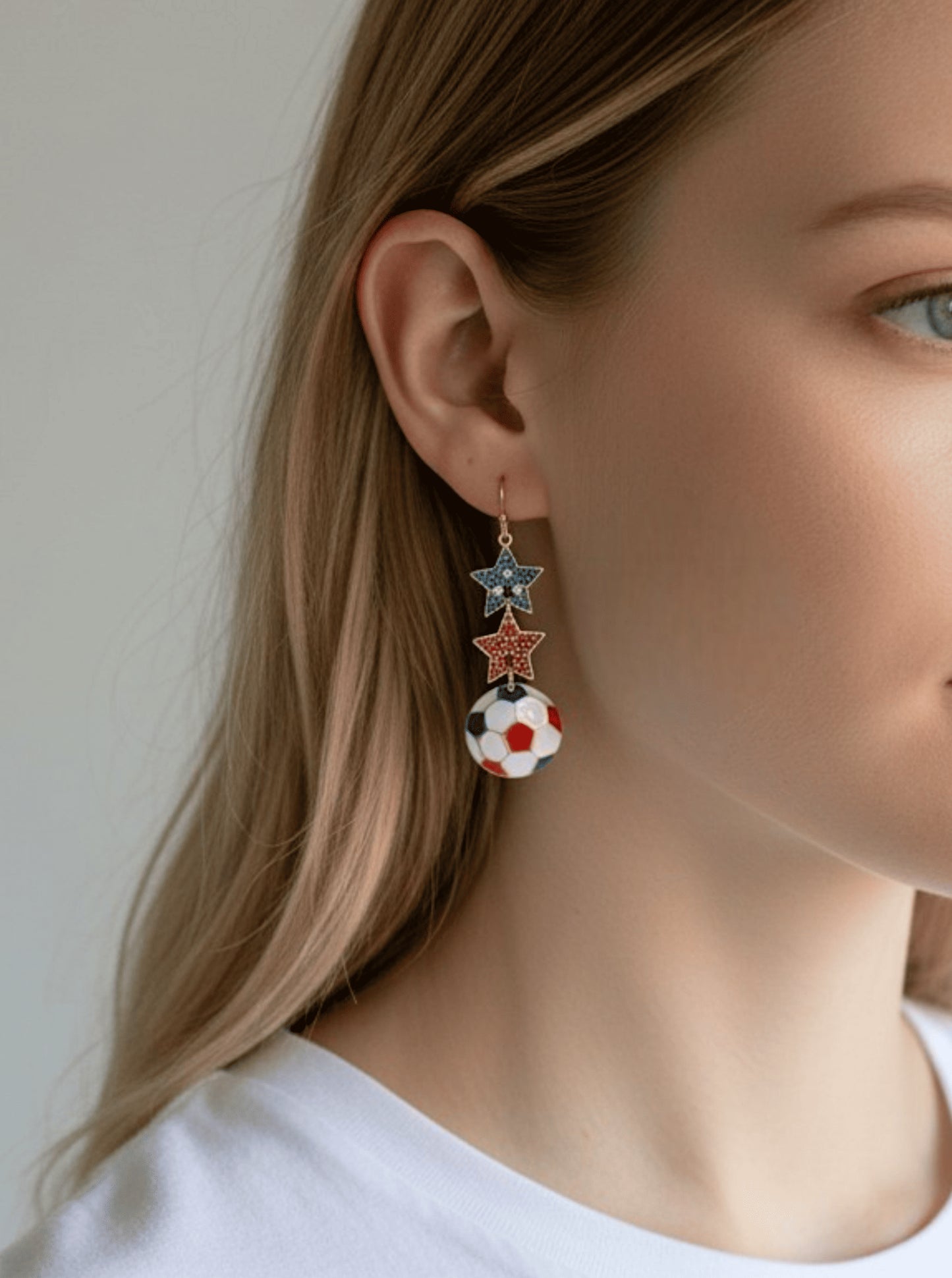Enameled Star Sports Dangle Earrings